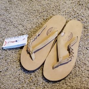 Rainbow Flirty Braidy flip flops